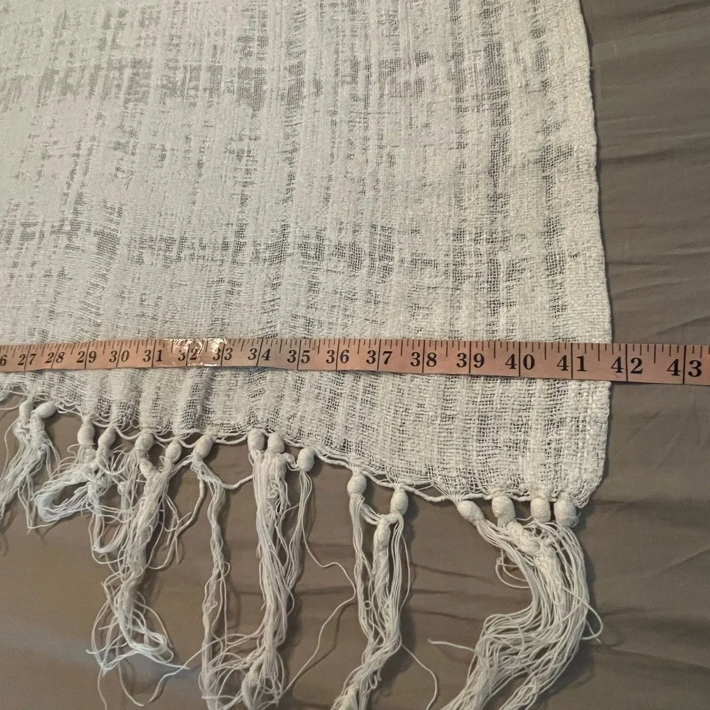 Ivory Chenille Throw Blanket With Fringe Edges Rayon Lightweight & Soft 63